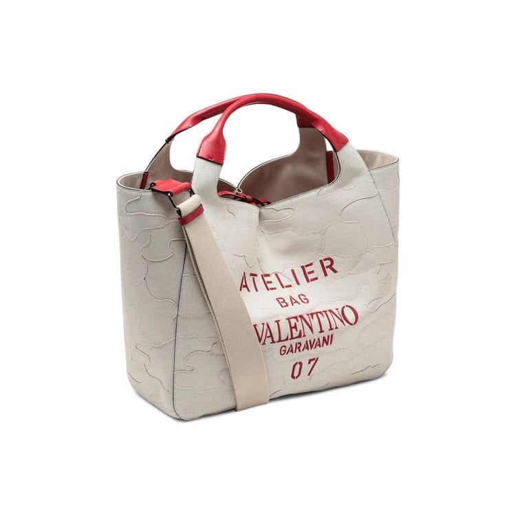 Valentino 07 Camouflage Edition Atelier Tote Bag White/Red