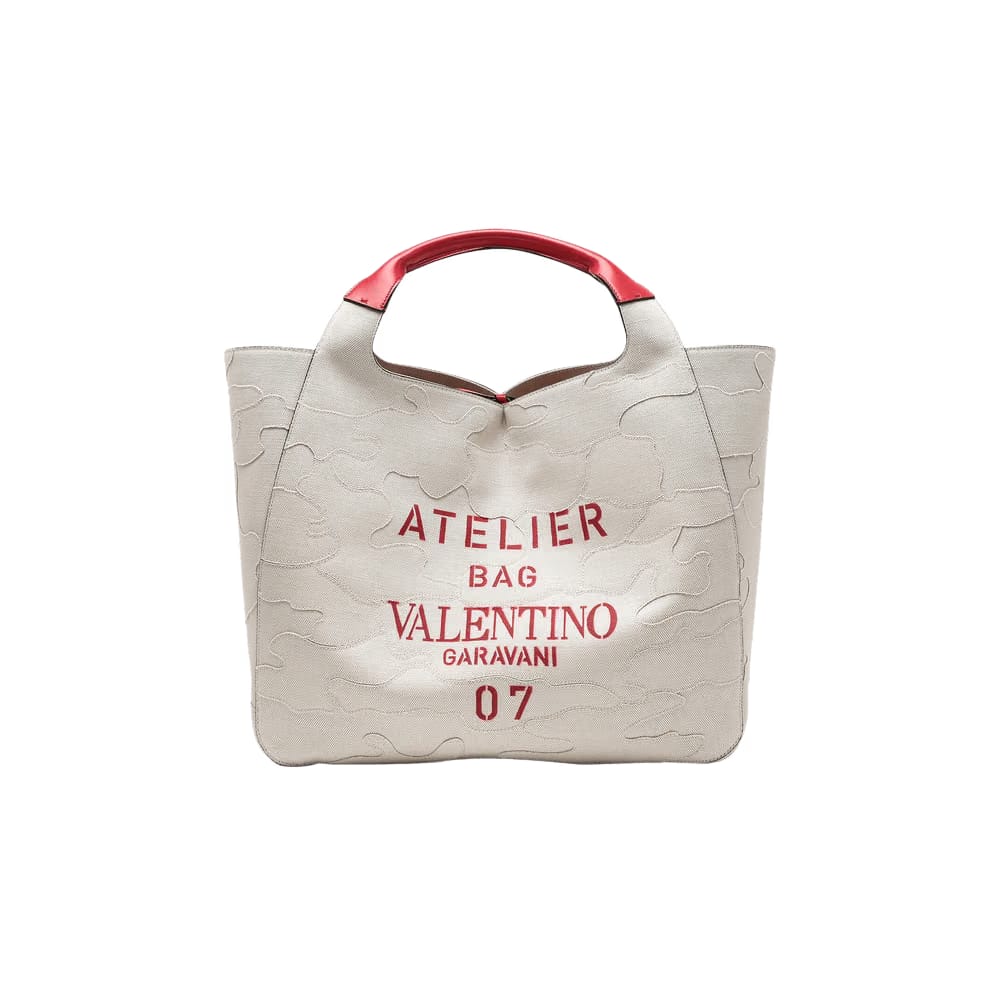 Valentino 07 Camouflage Edition Atelier Tote Bag White/Red