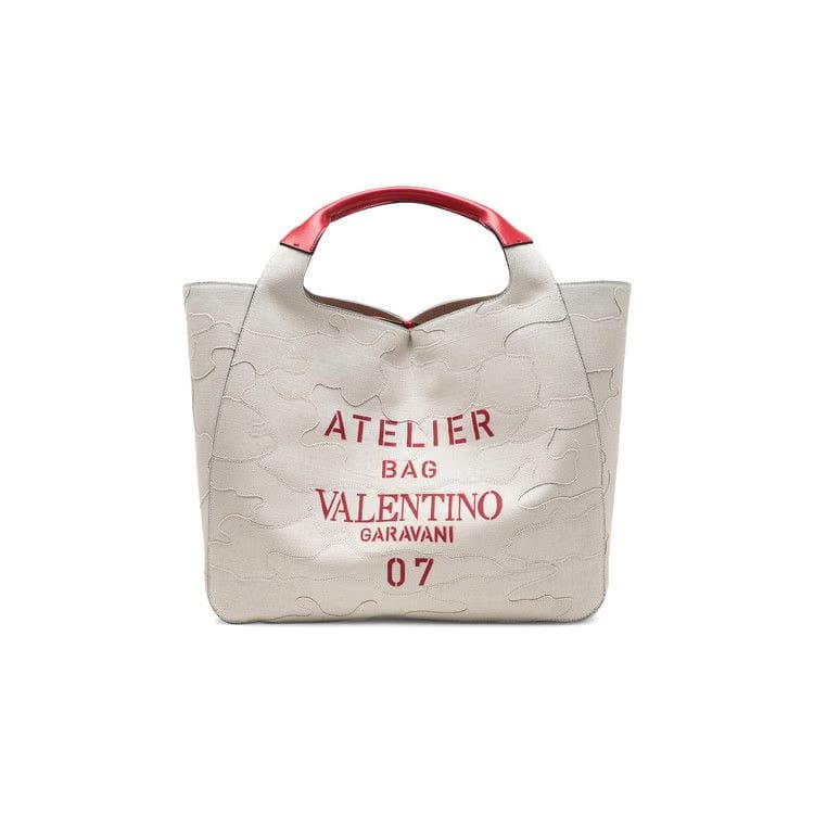 Valentino 07 Camouflage Edition Atelier Tote Bag White/Red
