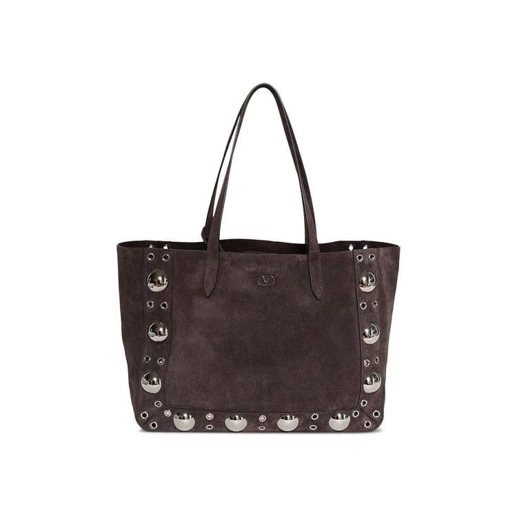 Valentino Media Studded Leather Tote Bag Black