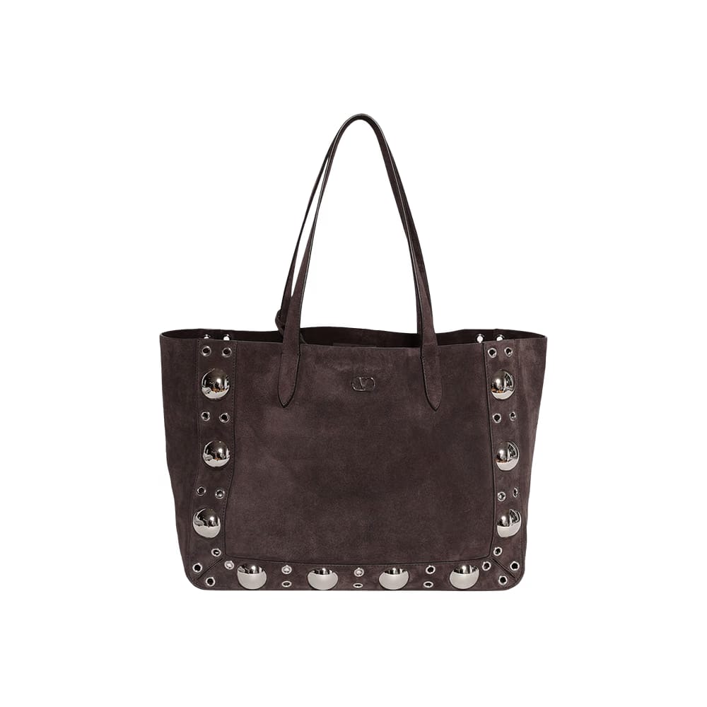 Valentino Media Studded Leather Tote Bag Black