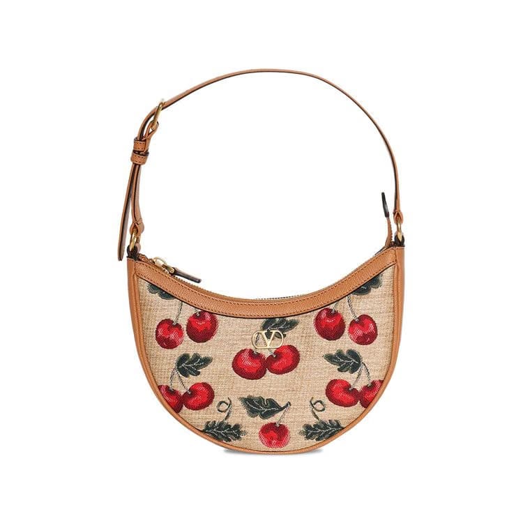 Valentino Logo Signature Mini Hobo Bag Natural