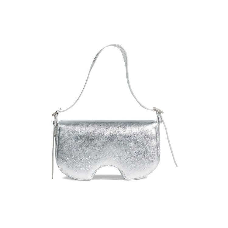 Off-White Laminate Swiss Flap Shoulder Bag Silver