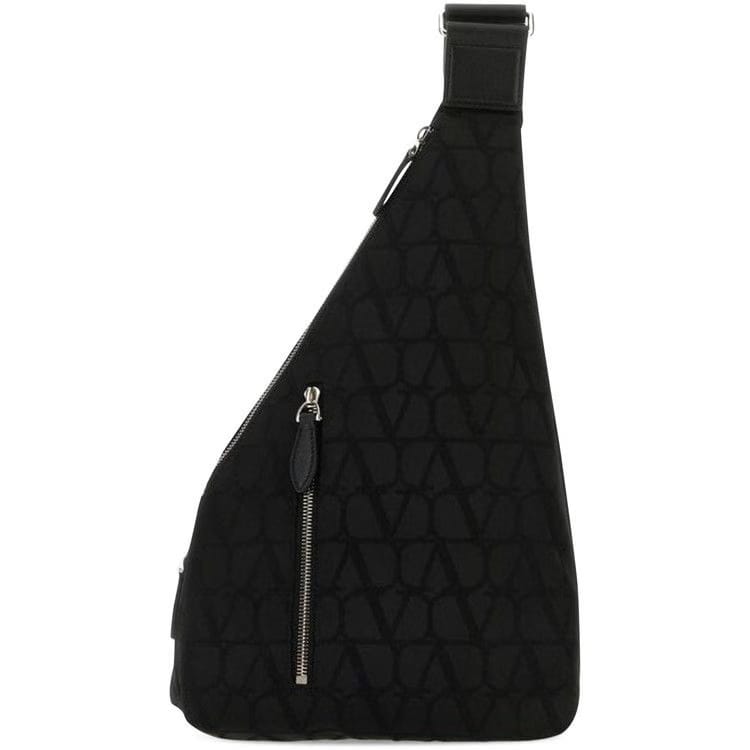 Valentino Toile Iconographe Zip Up One Shoulder Backpack Black