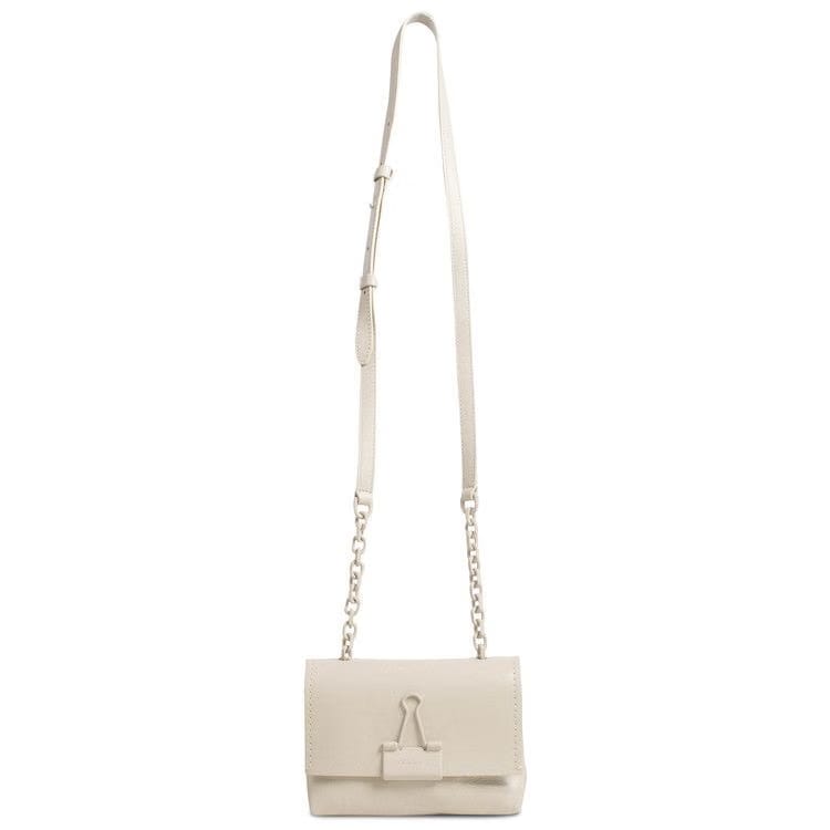 Off-White Leather Small Binder Clip Bag White