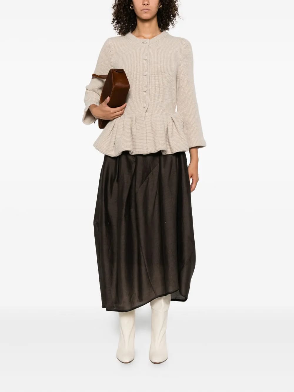pleated panel midi skirt