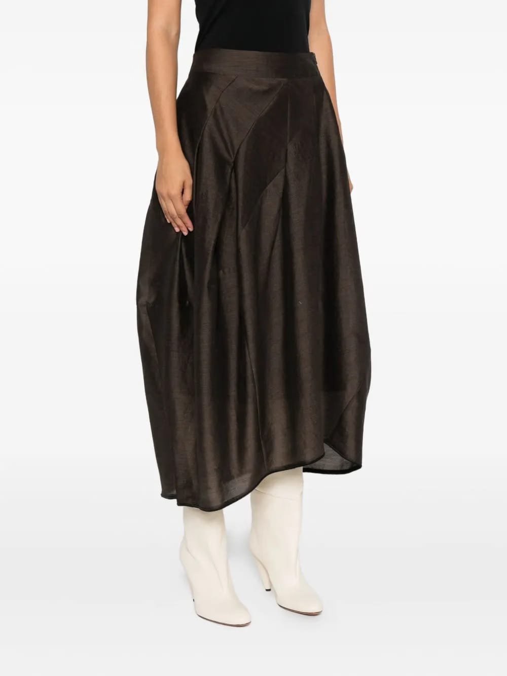 pleated panel midi skirt