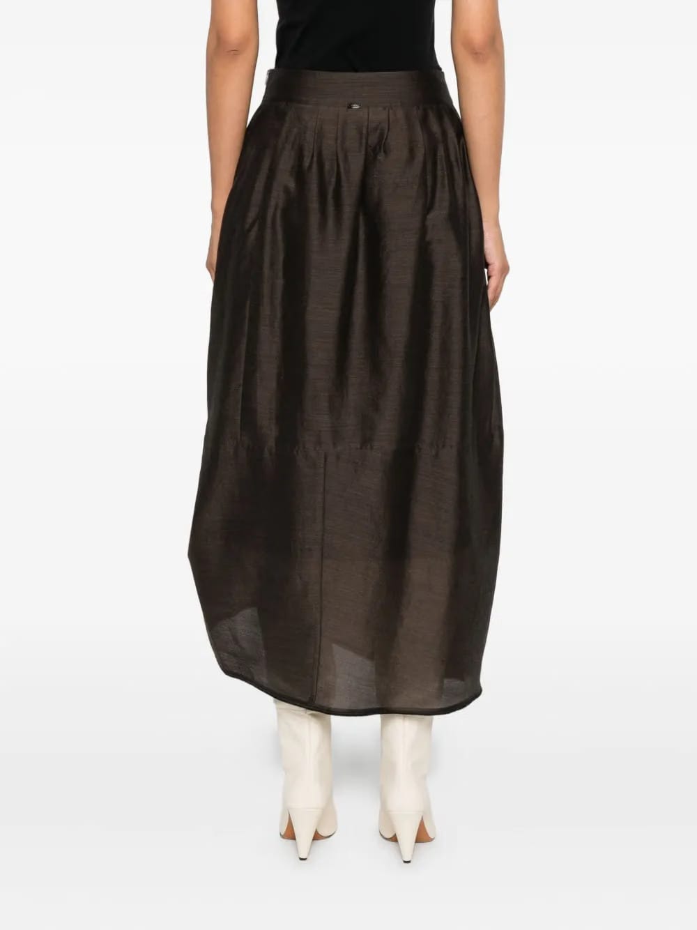 pleated panel midi skirt