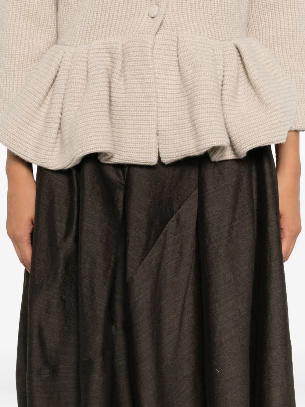 pleated panel midi skirt