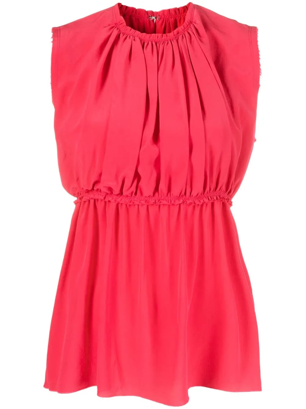 ruched sleeveless silk blouse