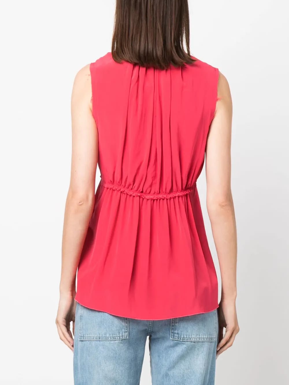 ruched sleeveless silk blouse