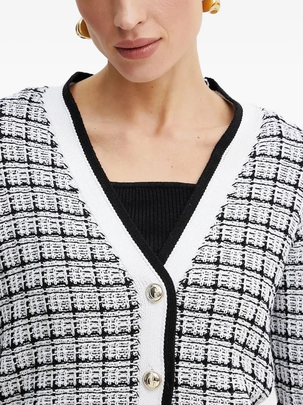 checked buttoned cardigan