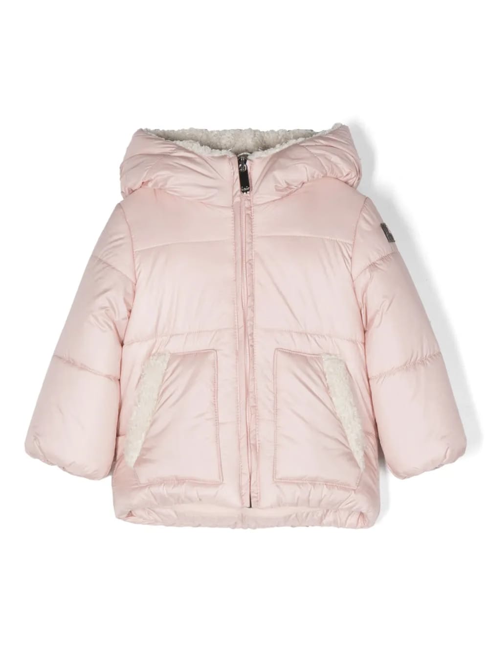 faux-shearling-lining hooded padded jacket