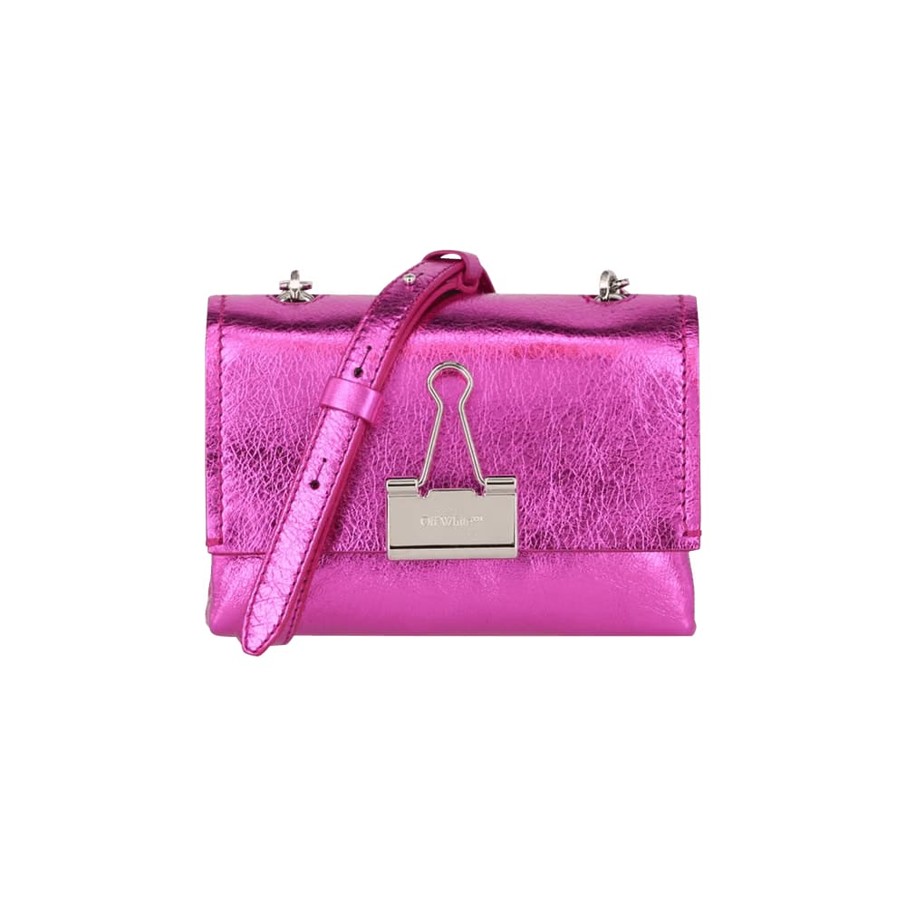 Off-White Small Laminate Metallic Shoulder Bag Pink
