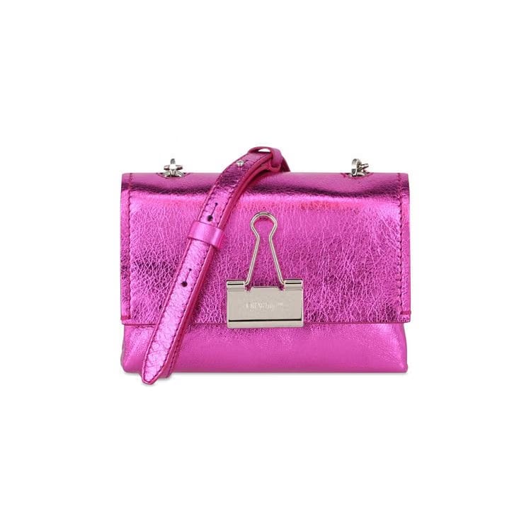 Off-White Small Laminate Metallic Shoulder Bag Pink