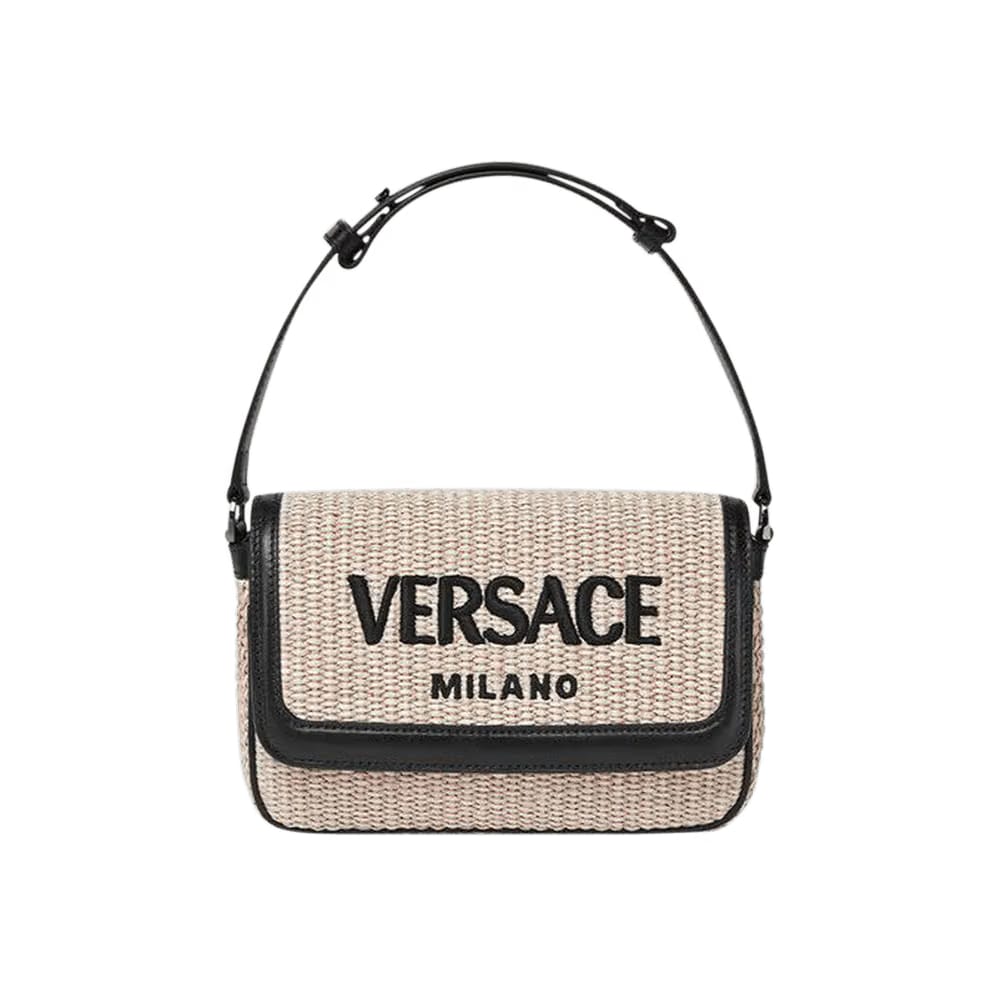 Versace Mini Embroidered Bag Natural/Black/Ruthenium