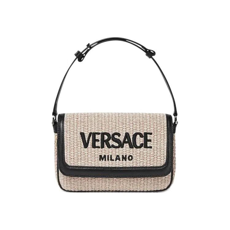 Versace Mini Embroidered Bag Natural/Black/Ruthenium