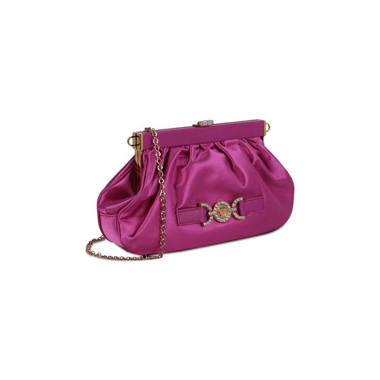 Versace Satin Crystal Medusa '95 Clutch Bright Pink
