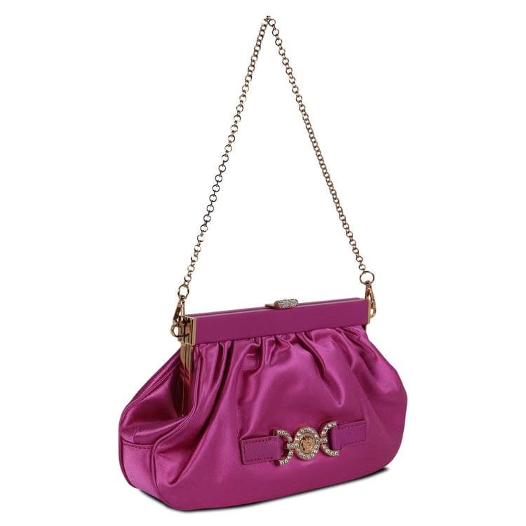 Versace Satin Crystal Medusa '95 Clutch Bright Pink