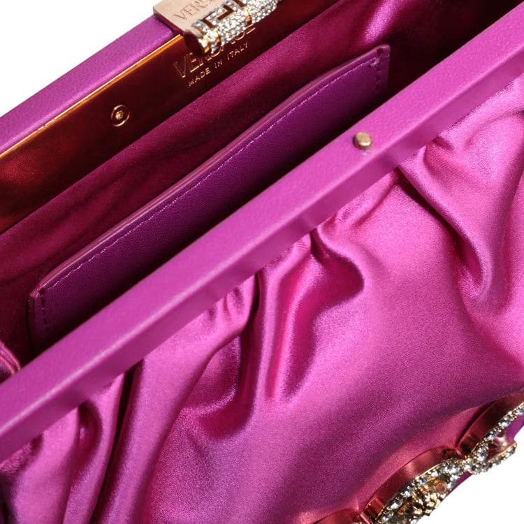 Versace Satin Crystal Medusa '95 Clutch Bright Pink
