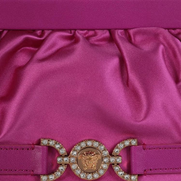 Versace Satin Crystal Medusa '95 Clutch Bright Pink
