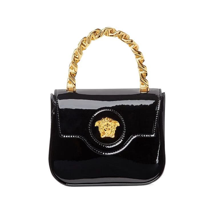 Versace Mini Top Handle Calf Leather Black/Versace Gold
