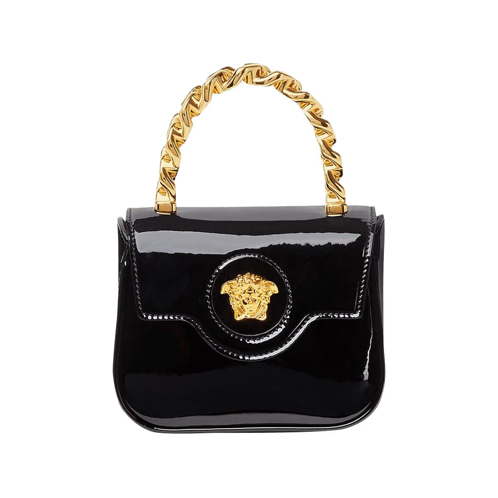 Versace Mini Top Handle Calf Leather Black/Versace Gold