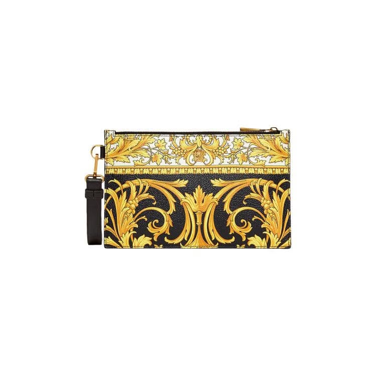 Versace Vintage Grana Stampa Heritage Barocco Pouch Black