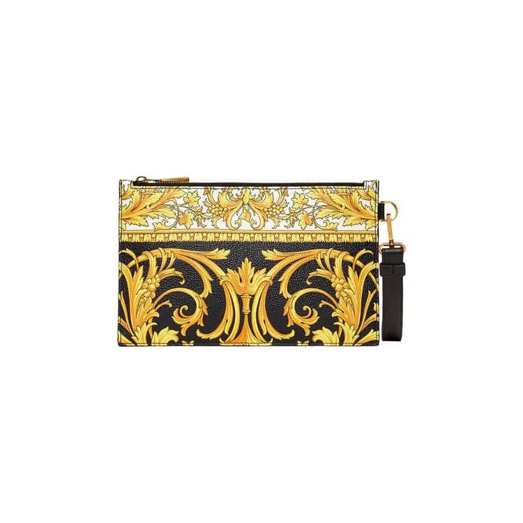 Versace Vintage Grana Stampa Heritage Barocco Pouch Black
