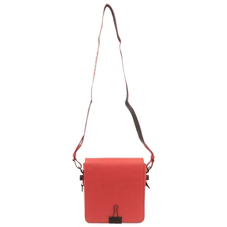 Off-White Leather Binderclip Bag Red