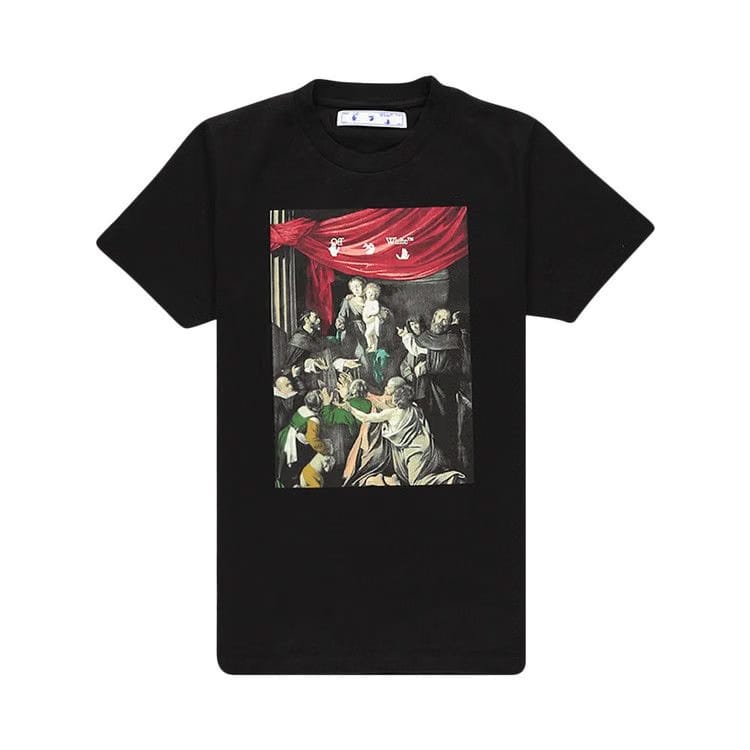 Off-White Caravaggio Painting Shorts-Sleeve Slim T-Shirt Black