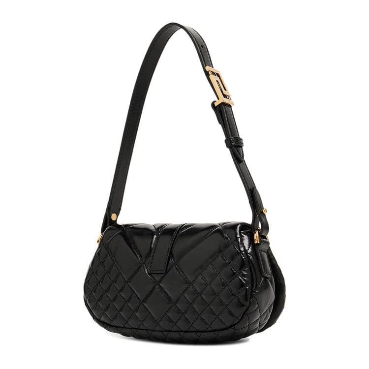 Versace Greca Goddess Leather Shoulder Bag Black