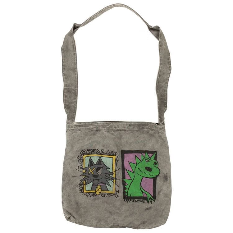 Off-White Dino Cat Canvas Tote Bag Grey