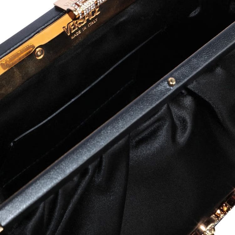 Versace Satin Crystal Medusa '95 Clutch Black