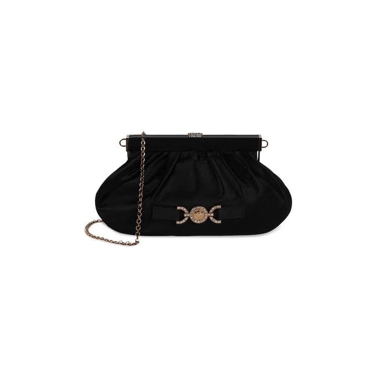 Versace Satin Crystal Medusa '95 Clutch Black