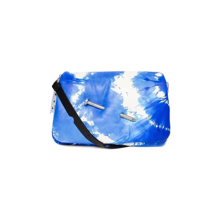 Off-White Nailed Slouchy Clutch Blue/Beige