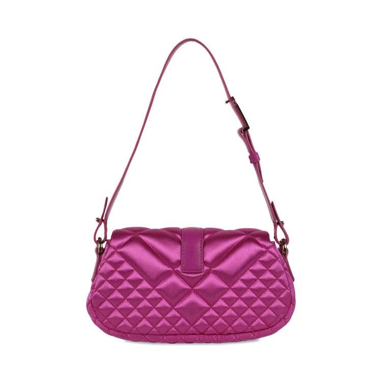 Versace Greca Goddess Quilted Satin Shoulder Bag Bright Pink