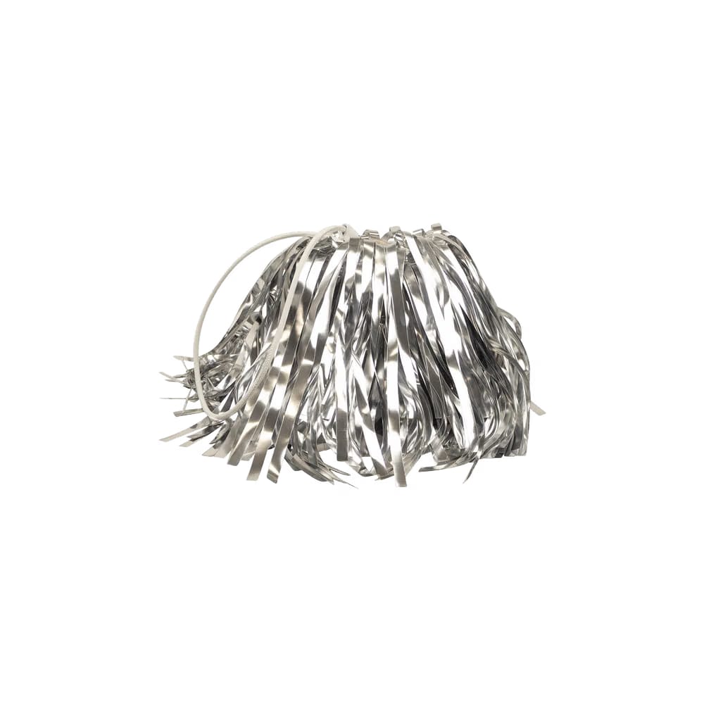 Off-White Fringe Drawstring Bag Silver