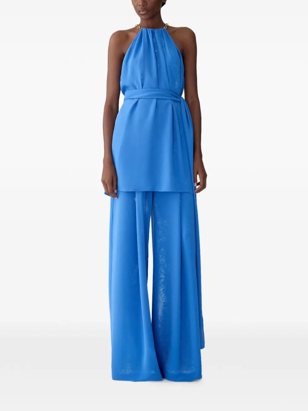 high-waist pleated wide-leg pants