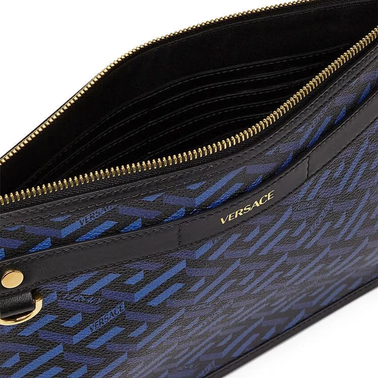 Versace La Greca Signature Pouch Navy/Black/Versace Gold