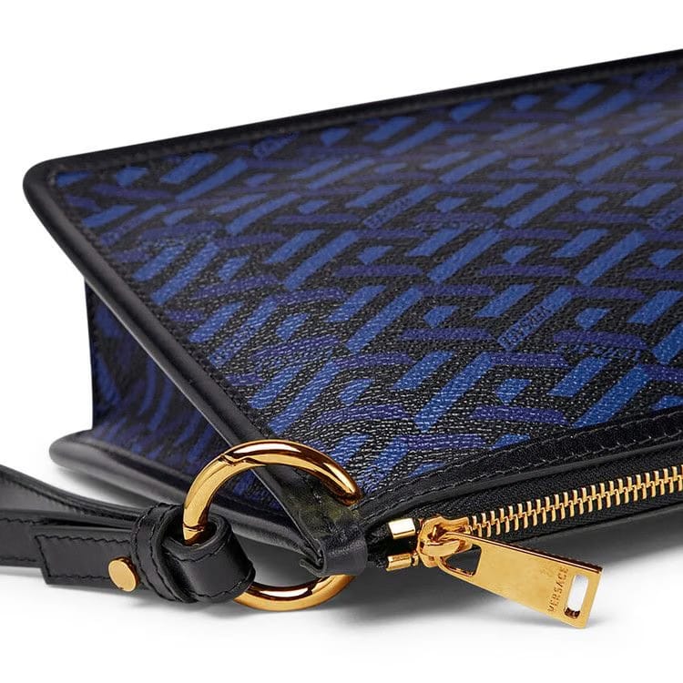 Versace La Greca Signature Pouch Navy/Black/Versace Gold