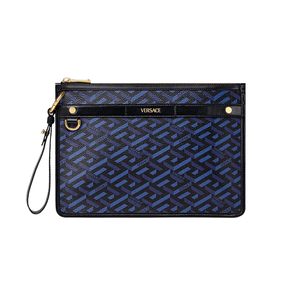Versace La Greca Signature Pouch Navy/Black/Versace Gold