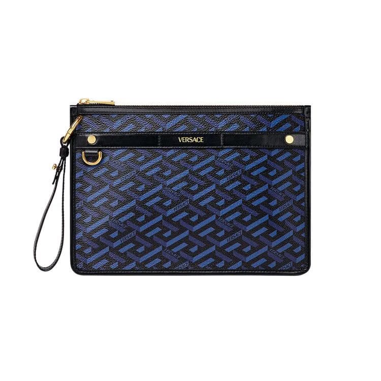 Versace La Greca Signature Pouch Navy/Black/Versace Gold