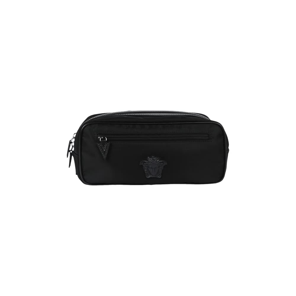 Versace Medusa Plaque Nylon Pouch Black