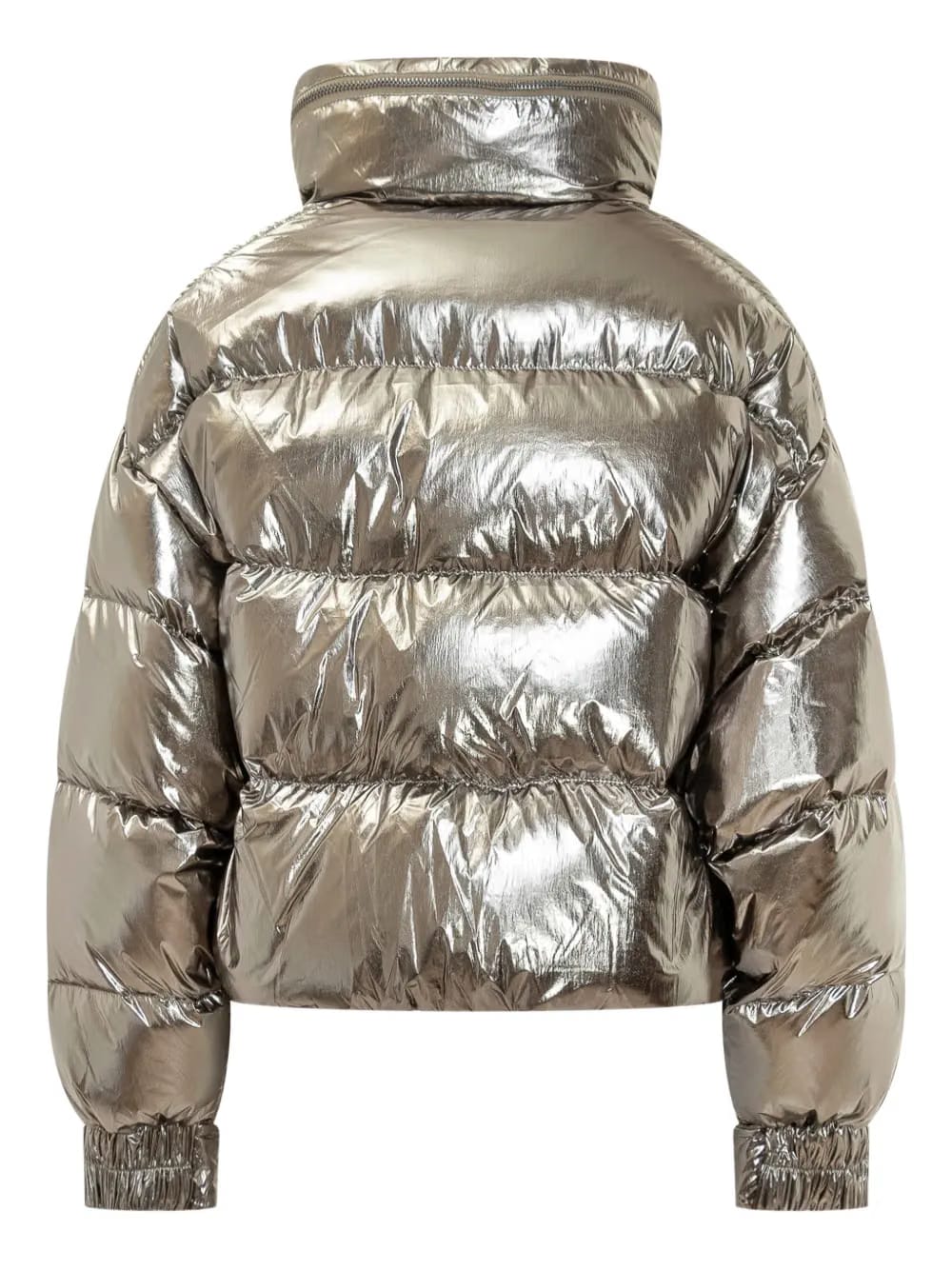 Michael Kors Metallic Puffer Jacket Silver Tone