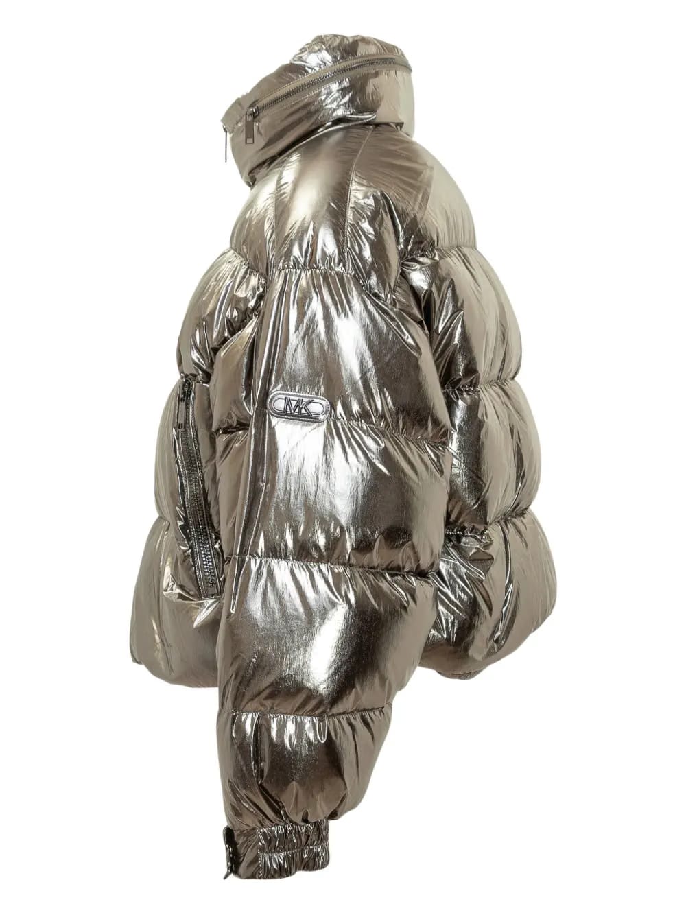 Michael Kors Metallic Puffer Jacket Silver Tone