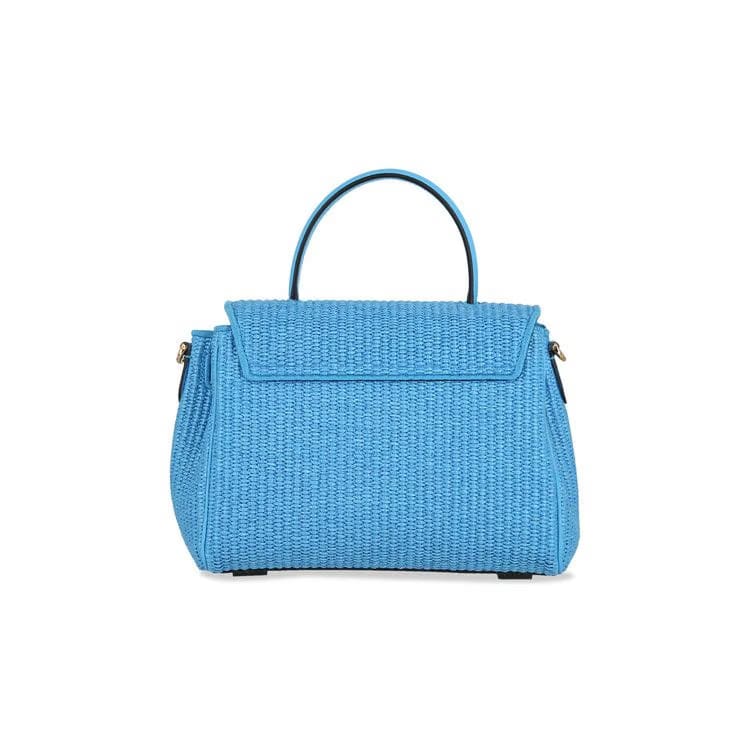 Versace Raffia Chain Tote Bag Blue Gold