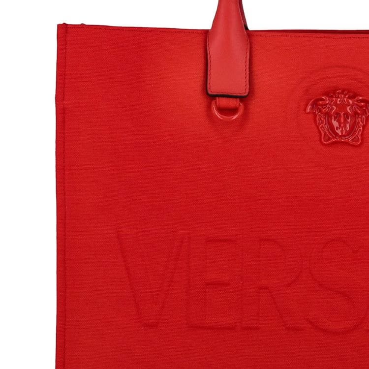 Versace La Medusa Canvas Tote Bag Red