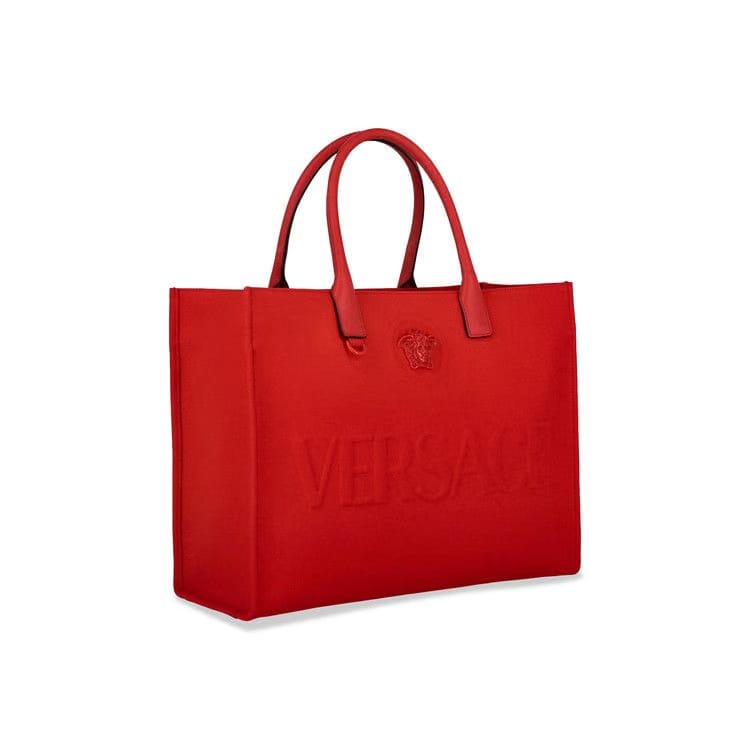 Versace La Medusa Canvas Tote Bag Red