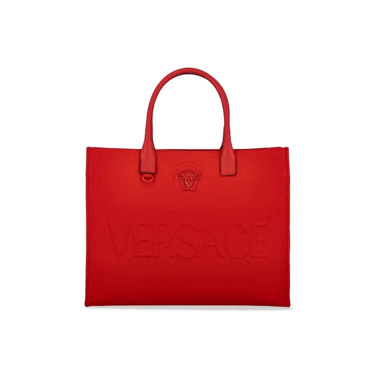 Versace La Medusa Canvas Tote Bag Red